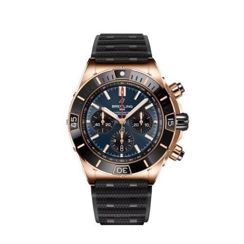 Breitling Super Chronomat B01 44 Red Gold / Blue / Rubber Rouleaux