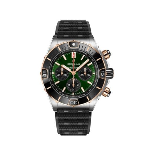 Breitling Super Chronomat B01 44 Stainless Steel - Red Gold / Green / Rubber Rouleaux