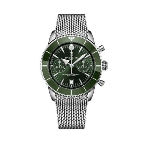 Breitling Superocean Heritage B01 Chronograph 42 Stainless Steel / Green / Milanese