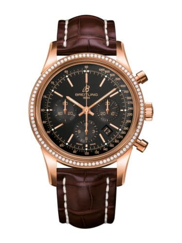 Breitling Transocean Chronograph Red Gold / Diamond / Black / Croco