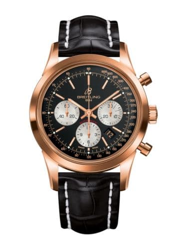 Breitling Transocean Chronograph Red Gold / Reverse Panda / Croco