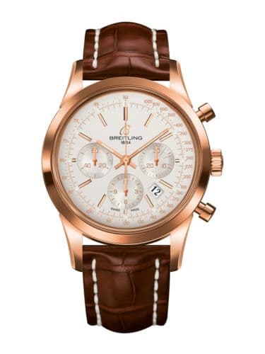 Breitling Transocean Chronograph Red Gold / Silver / Croco