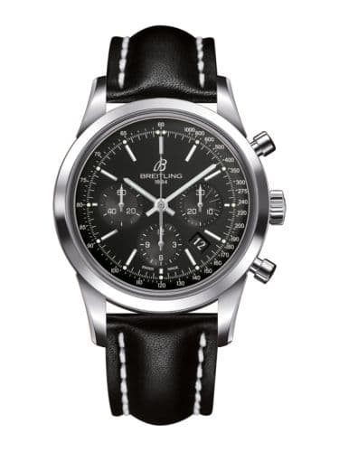 Breitling Transocean Chronograph Stainless Steel / Black / Calf / Pin