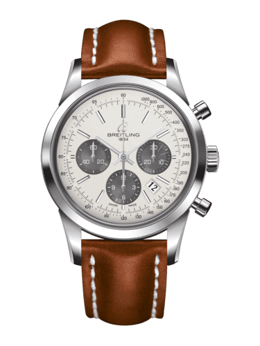 Breitling Transocean Chronograph Stainless Steel / Panda / Calf / Folding
