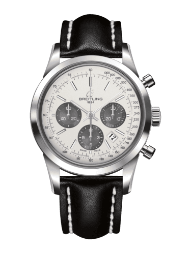 Breitling Transocean Chronograph Stainless Steel / Panda / Calf / Pin