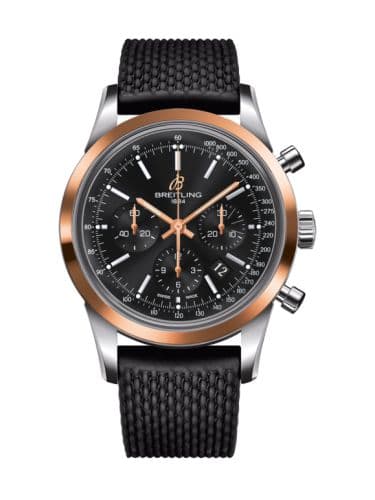 Breitling Transocean Chronograph Stainless Steel Red Gold / Black / Rubber Aero Classic