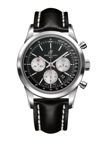 Breitling Transocean Chronograph Stainless Steel / Reverse Panda / Calf / Folding