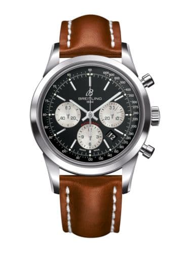 Breitling Transocean Chronograph Stainless Steel / Reverse Panda / Calf / Pin