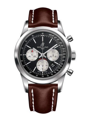 Breitling Transocean Chronograph Stainless Steel / Reverse Panda / Calf / Pin