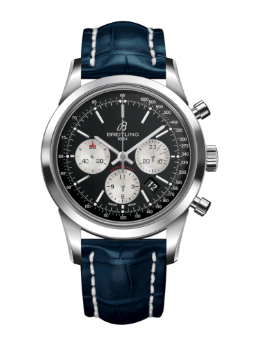 Breitling Transocean Chronograph Stainless Steel / Reverse Panda / Croco / Folding