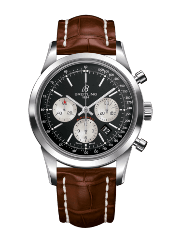 Breitling Transocean Chronograph Stainless Steel / Reverse Panda / Croco / Folding
