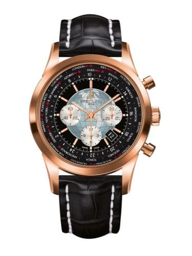 Breitling Transocean Chronograph Unitime Red Gold / Black / Croco