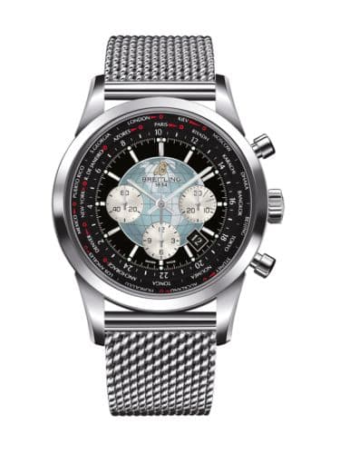 Breitling Transocean Chronograph Unitime Stainless Steel / Black / Milanese