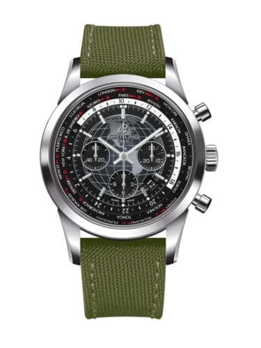 Breitling Transocean Chronograph Unitime Stainless Steel / Black / Military