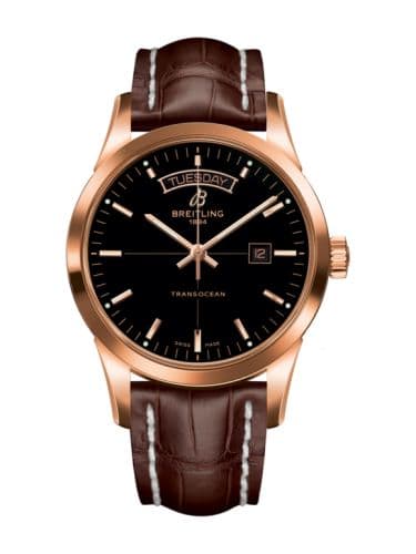 Breitling Transocean Day & Date Red Gold / Black / Croco / Pin
