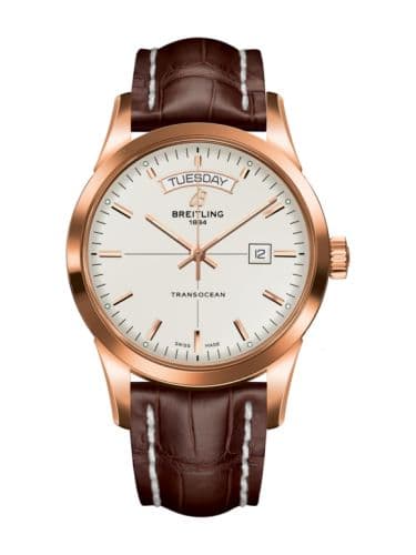 Breitling Transocean Day & Date Red Gold / Silver / Croco / Pin