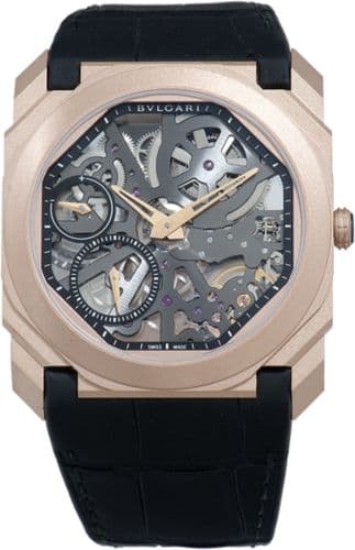 Bulgari Octo Finissimo Skeleton Pink Gold / Alligator
