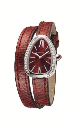 Bulgari Serpenti Skin Stainless Steel / Diamond / Red