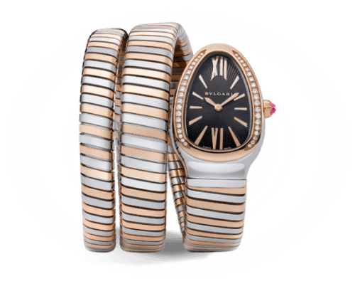 Bulgari Serpenti Tubogas Two Tone Black Diamond Double Tour