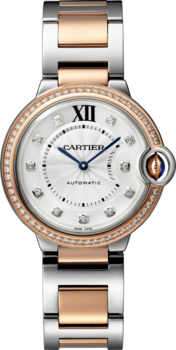 Cartier Ballon Blue de Cartier 36 Automatic Stainless Steel / Pink Gold / Diamonds / Bracelet