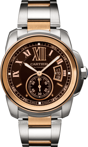 Cartier Calibre de Cartier 42 Stainless Steel / Pink Gold / Chocolate / Bracelet