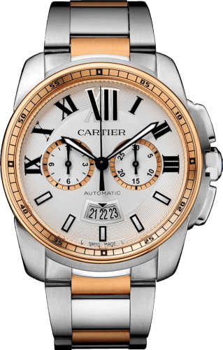Cartier Calibre de Cartier Chronograph Stainless Steel / Pink Gold / Silver / Bracelet