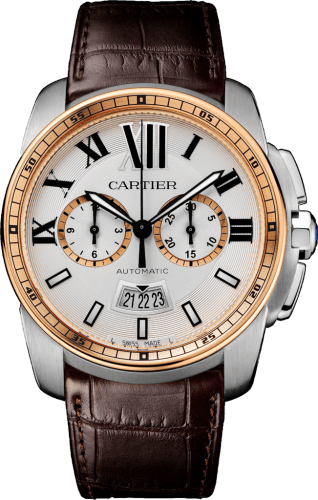 Cartier Calibre de Cartier Chronograph Stainless Steel / Pink Gold / Silver