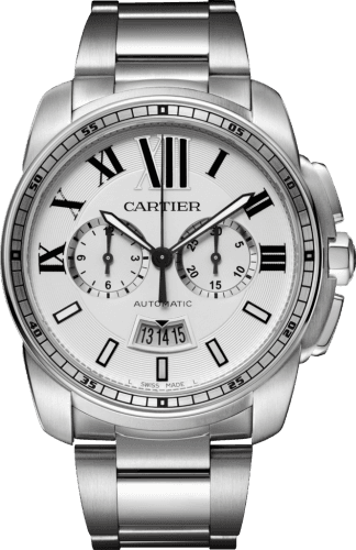 Cartier Calibre de Cartier Chronograph Stainless Steel / Silver / Bracelet