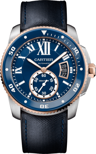 Cartier Calibre de Cartier Diver Stainless Steel / Pink Gold / Blue / Rubber