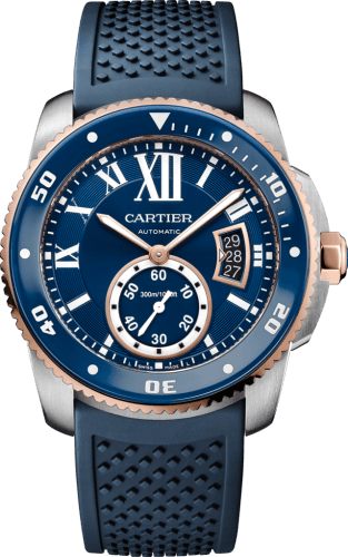 Cartier Calibre de Cartier Diver Stainless Steel / Pink Gold / Blue / Rubber