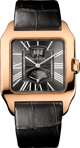 Cartier Santos Dumont 38 Date / Power Reserve Pink Gold / Grey