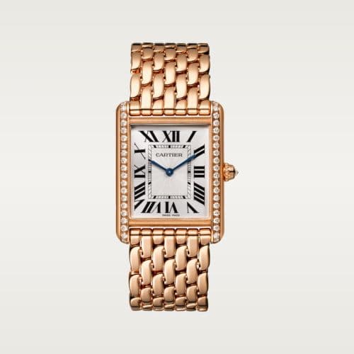 Cartier Tank Louis Cartier Large Manual Rose Gold - Diamond / Silver / Bracelet