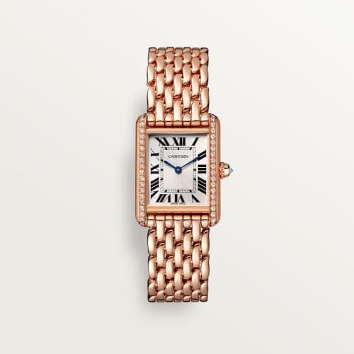 Cartier Tank Louis Cartier Small Manual Rose Gold - Diamond / Silver / Bracelet