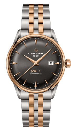 Certina DS-1 Powermatic 80 40 Stainless Steel / Rose Gold PVD / Grey / Bracelet