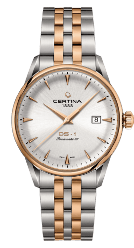 Certina DS-1 Powermatic 80 40 Stainless Steel / Rose Gold PVD / Silver / Bracelet