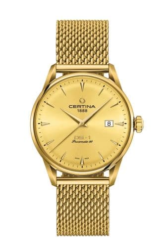 Certina DS-1 Powermatic 80 40 Yellow Gold / Champagne / Mesh
