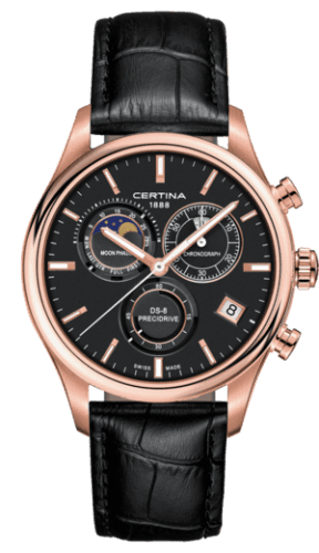 Certina DS-8 Chronograph Moon Phase PVD Rose / Black / Strap