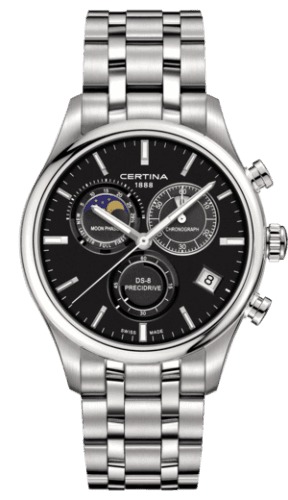 Certina DS-8 Chronograph Moon Phase Stainless Steel / Black / Bracelet