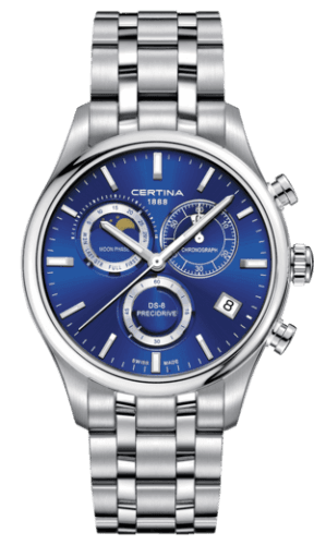 Certina DS-8 Chronograph Moon Phase Stainless Steel / Blue / Bracelet