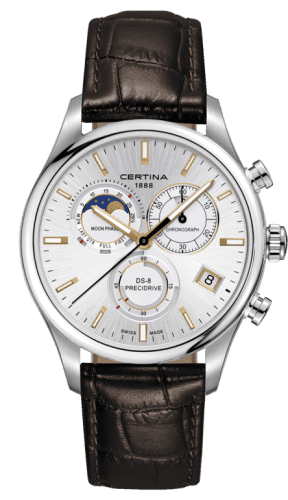Certina DS-8 Chronograph Moon Phase Stainless Steel / Silver / Strap