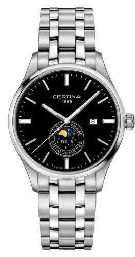 Certina DS-8 Moon Phase Stainless Steel / Black / Bracelet