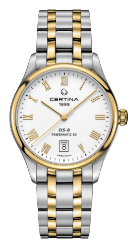 Certina DS-8 Powermatic Stainless Steel / Yellow Gold PVD / White / Bracelet