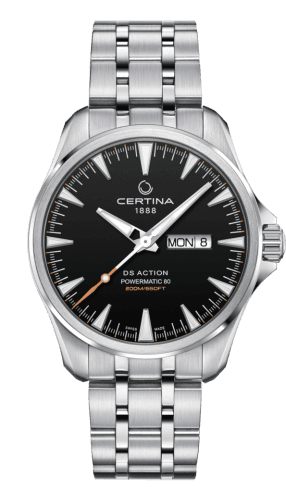 Certina DS Action Powermatic 80 Day-Date Stainless Steel / Black / Bracelet