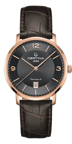 Certina DS Caimano Powermatic 80 Rose Gold PVD / Grey / Strap