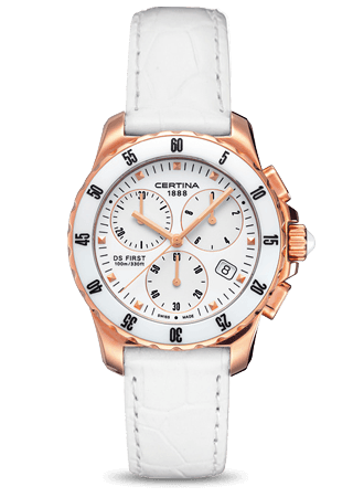 Certina DS First Lady Ceramic Chrono Rose White