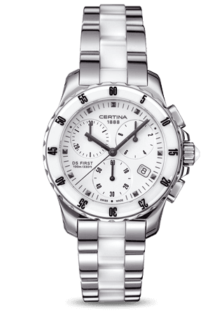 Certina DS First Lady Ceramic Chrono White Bracelet
