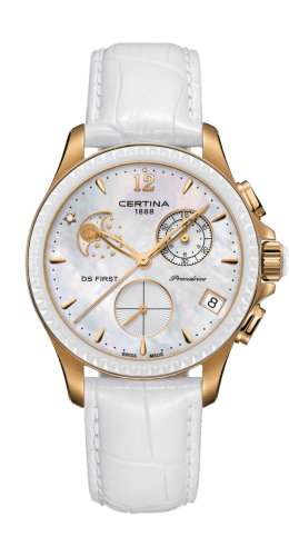 Certina Ds First Lady Chronograph Moon Phase Rose Gold - Ceramic / MOP