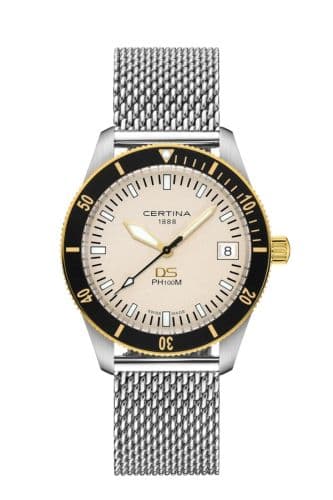 Certina DS PH100M Stainless Steel - Yellow Gold / Silver / Mesh