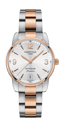 Certina DS Podium 33 Stainless Steel / Rose Gold PVD / Silver / Bracelet