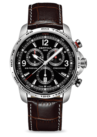 Certina DS Podium Big Size Chrono 1/100 Sec Stainless Steel / Black / Strap